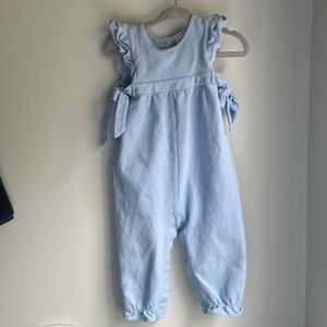 Bella Bliss flutter sleeve blue romper size 9 months.